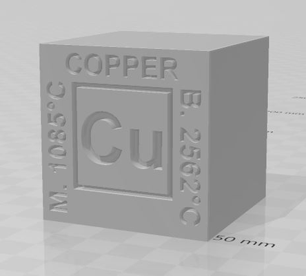 copper cu elemental cube by dragon atelier education chemistry dragonatelier miedz kostka 3d print model - Mito3D