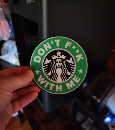 f k me coaster by picture it household house models starbucks coffee 3d print model - Mito3D