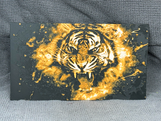 roaring tiger hueforge by hlrcreations art 2d animal flat multi color colour filament painting fun unique wall p1p p1s x1c 3d print model - Mito3D