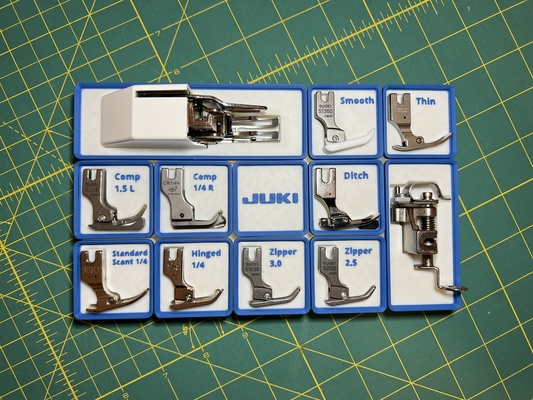 sewfinity - juki foot organizer by cseelye tools organizers sewingmachine sewingmachineparts gridfinity 3d print model - Mito3D