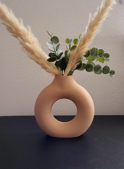 donut vase by emvi 3d household decor deco decoration decorations plant container holder pot livingroom office flower shelf 3d print model - Mito3D