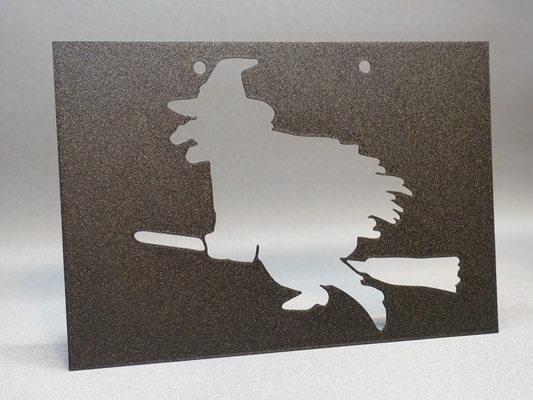 witch on broomstick - stencil by tridense art signs & logos halloween scary 3d print model - Mito3D