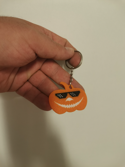 thug life pumpkin keychain by bt3d printing art signs & logos jackolantern halloween spooky boo 3d print model - Mito3D