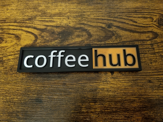 coffee hub sign by amateur prints art signs & logos accessories magnetic fridge 3d print model - Mito3D