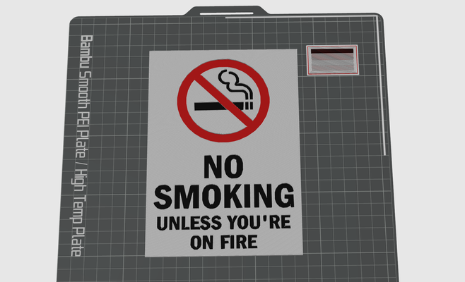 engraçado proibido fumar placa by gogo3d arte 2d 3d print model - Mito3D