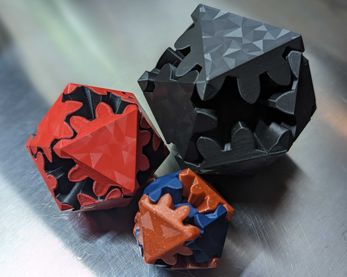 icosahedron gears fidget toy by bensbigolbeard toys & games fidgetcube gear adhd geometric smooth rotating 3d print model - Mito3D