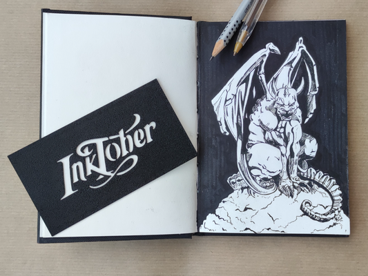 inktober logo stencil sketchbooks in a6 a5 a4 sizes spray paint tracing by kuki art signs & logos ink drawing stencils template templates tracer minimalistic simple october inking jake parker sketch black white 3d print model - Mito3D