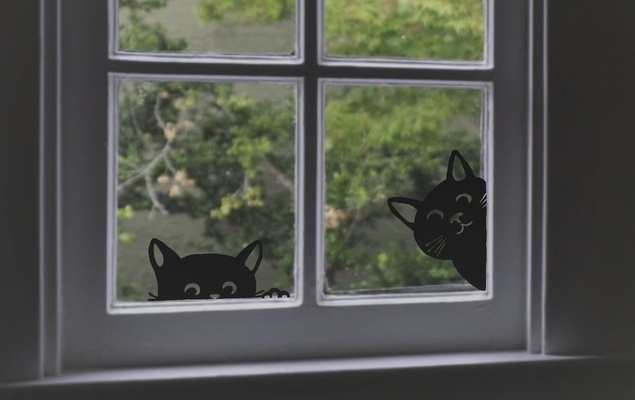 cat windows decoration by mimi home art models wall gift childrens 3d print model - Mito3D