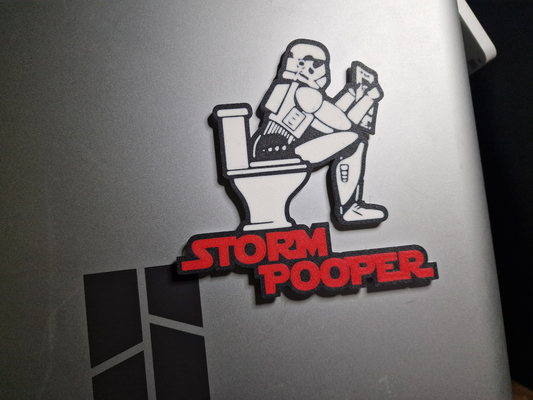 storm pooper star wars bathroom sign by 3domsculpts art 2d stormtropper toilet funny humour jedi force 3d print model - Mito3D