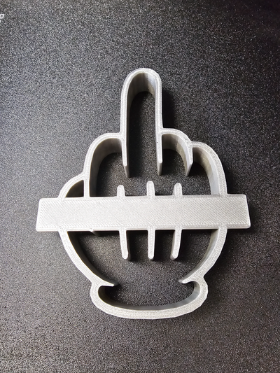 cartoon style middle finger cookie cutter by geeklabs tools hand 3d print model - Mito3D