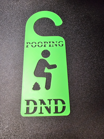 pooping do disturb door hanger by geeklabs art 2d poop doorhanger fun joke funny lol dnd 3d print model - Mito3D
