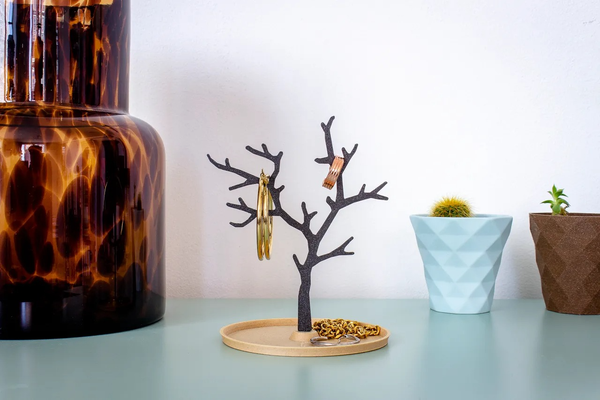 árbol joyería joya anillo soporte regalo idea inspiración compartido by remcogoy casa decoración oro plata acero bandeja joyero 3d print model - Mito3D