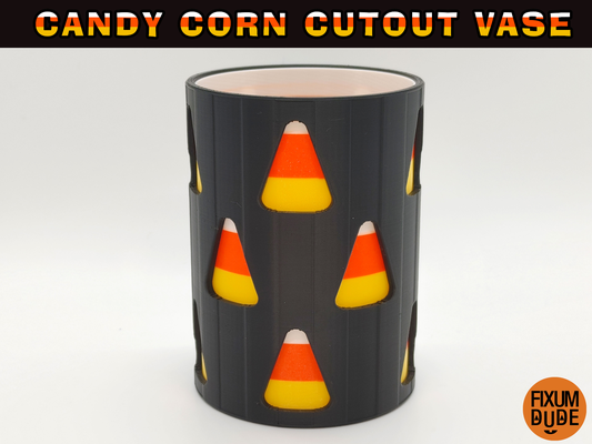 candy corn cutout vase insert by fixumdude household decor halloween party lantern decoration decorationvase 3d print model - Mito3D