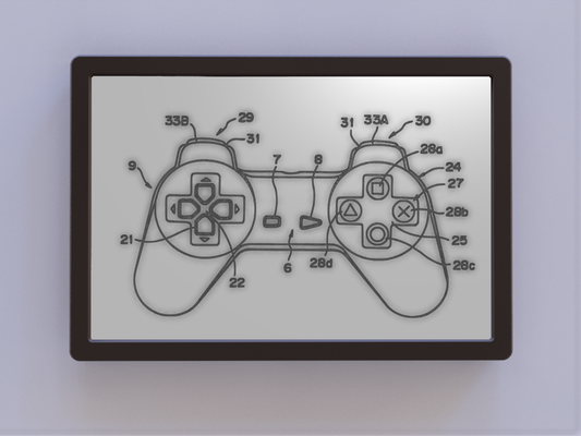 playstation controller patent art by ken mills 2d 3d print model - Mito3D