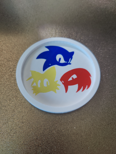 3 sonic tails knuckles coasters by uncle joeys creations household decor hedgehog coaster 3d print model - Mito3D