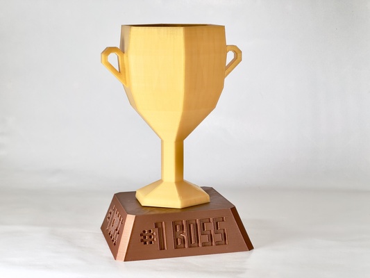 1 boss lowpoly trophy remixed by marekzeman91 art models decoration stand gift award winner goblet 3d print model - Mito3D