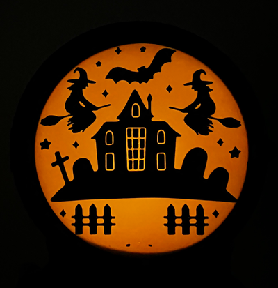 halloween tea light house scene remixed by covic 3d art 2d 2023 3d print model - Mito3D
