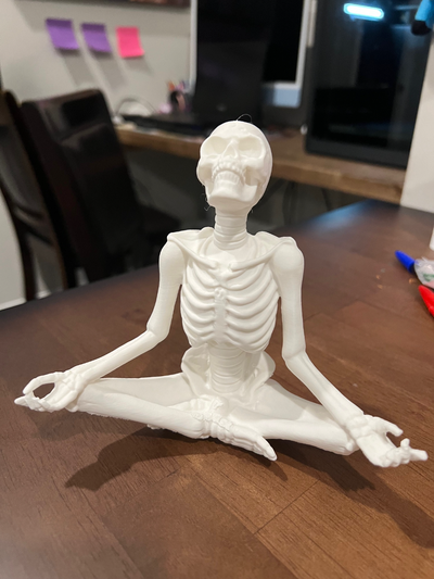 skeleton meditating by holmes household decor halloween bones skull holiday yoga pose 3d print model - Mito3D
