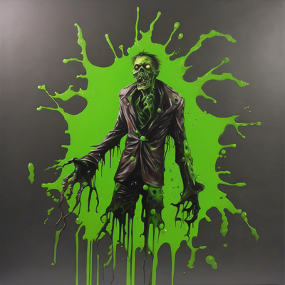 toxic zombie- hueforge by bigchungus art 2d halloween zombie green 3d print model - Mito3D