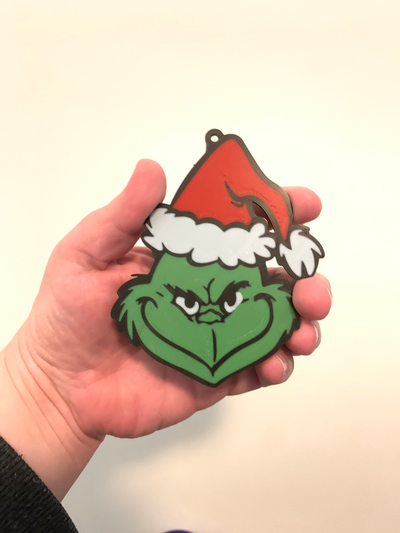 grinch christmas ornament - 3 versions painted flat color swap by lilac rage household festivities xmas x-mas tree seuss suess dr whoville bauble painted3mf print filament 2d art decor navidad 2023 ball keychain grinchmas natal natale noel 3d print model - Mito3D