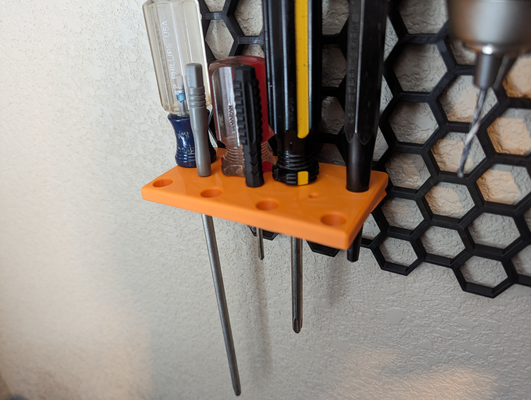 screwdriver holder hsw by darrare tools organizers hswinsert hswmount honeycombstoragewall 3d print model - Mito3D
