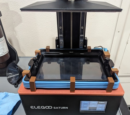 elegoo saturn original vat warmer fermentation belt clips remixed by horvaticus 3d printer accessories heater heat resin chamber 3d print model - Mito3D