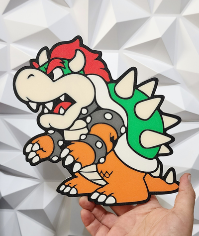 bowser by williams industries art 2d wall nintendo nes gamer gaming games decor decoration decorations mario princess 3d print model - Mito3D