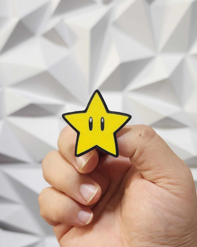 mario star by williams industries art 2d super nintendo nes coaster wall pin magnet drink tea beer coffee water 3d print model - Mito3D
