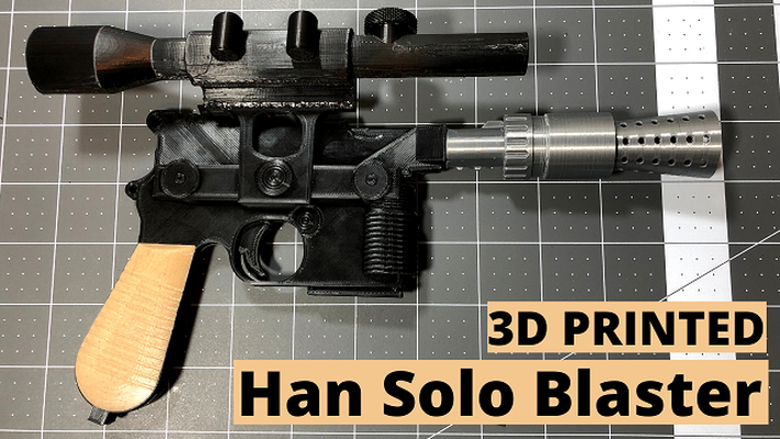 han solo style blaster by 3d print stuff props & cosplays replica weapon thingiverse 3d print model - Mito3D