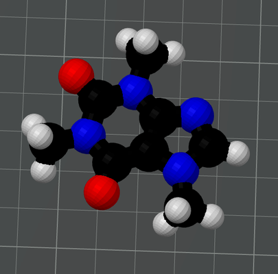cafeína molécula by geoff hutchison educação química ciência 3d print model - Mito3D