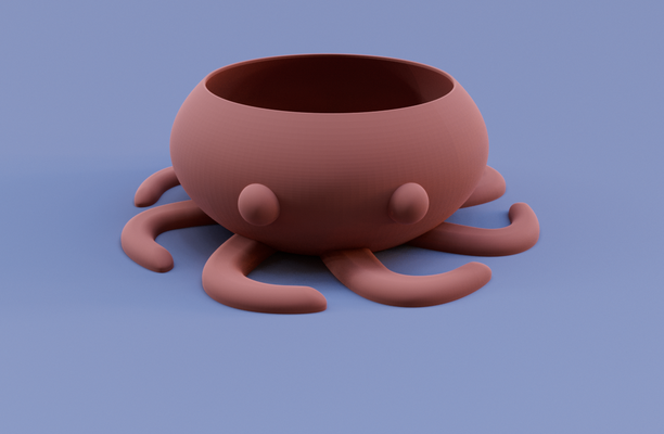 octo planter remixed by ken mills household decor 3d print model - Mito3D