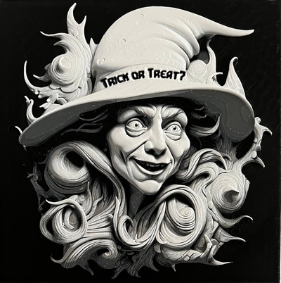 witch trick or treat by donmatis art models halloween trickortreat hueforge filamentpainting 3d print model - Mito3D