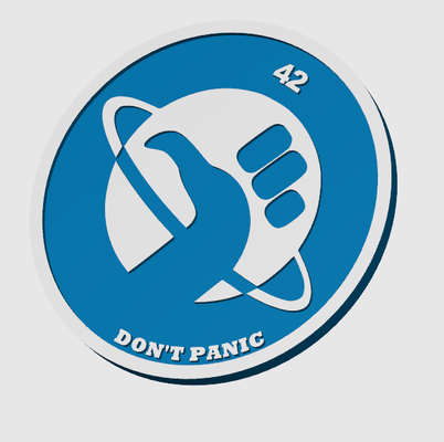 coaster - hitchhiker's guide to galaxy panic 42 by zappelbrox household decor 3d print model - Mito3D