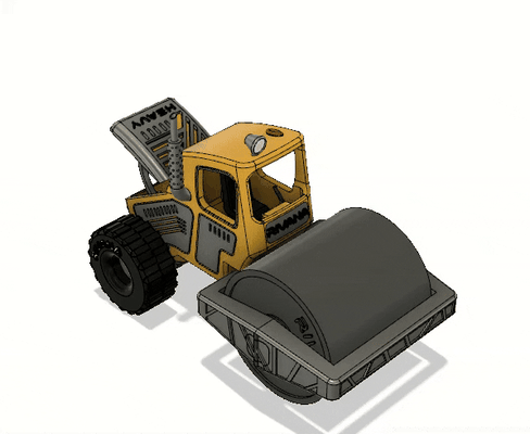 gelb straße walze modern ausführung 2 bewegungen by schwarz jack hobby diy fahrzeuge automobil konstruktionsspielzeug bewegung straßenroller fahrzeug 3d print model - Mito3D