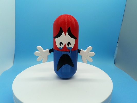 infeliz comprimido by neil3dprints brinquedos jogos personagem desenho animado toon engraçado modelo companheiro prusamato chorando pílula 3d print model - Mito3D