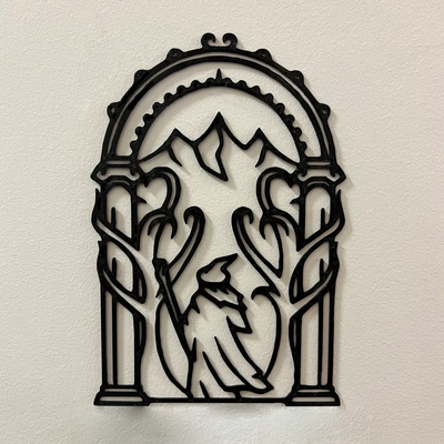 lotr doors of durin w gandalf wall art decor shared by moritzb57 2d 3d print model - Mito3D