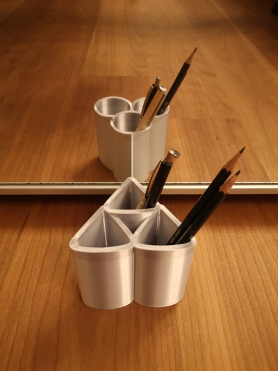 ambíguo cilindro caneta suporte triângulos círculos by alex tônica 3d ferramentas organizadores porta canetas lápis ilusão óptica 3d print model - Mito3D