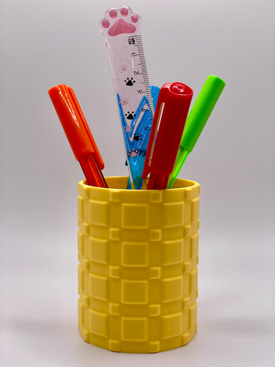 pen holder rectangular pattern by rustam household office vase penholder 3d print model - Mito3D