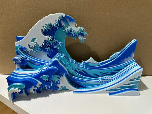 génial vague kanagawa bambu x1c ams remixé by saérien art sculptures 3d print model - Mito3D