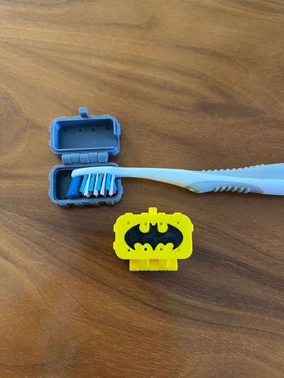 toothbrush batman case by angrelou household house models tooth holder brush teeth travel pla fun cool easy print halloween 2023 3d print model - Mito3D