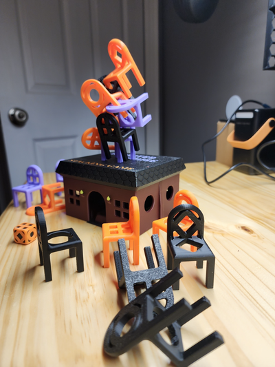 ghost house game by tkb-3d toys & games board boardgames boardgame halloween contest haunted kids fun chair stacking spooky 1 player 2 3 family 3d print model - Mito3D
