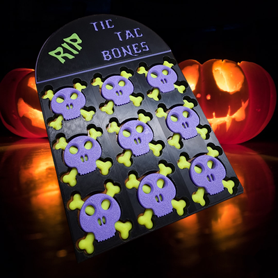 tik tac kemikler by tkb 3d oyuncaklar oyunlar yazı tahtası ayak parmağı çocuklar cadılar bayramı yarışma eğlence ürpertici 2 oyuncu kafatası aile masa oyunu 3d print model - Mito3D