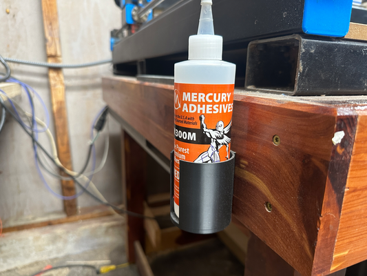 50mm monter titulaire soutien 8oz mercure adhésifs ca colle bouteille by seuil outils organisateurs cagluer super cnc 3d print model - Mito3D