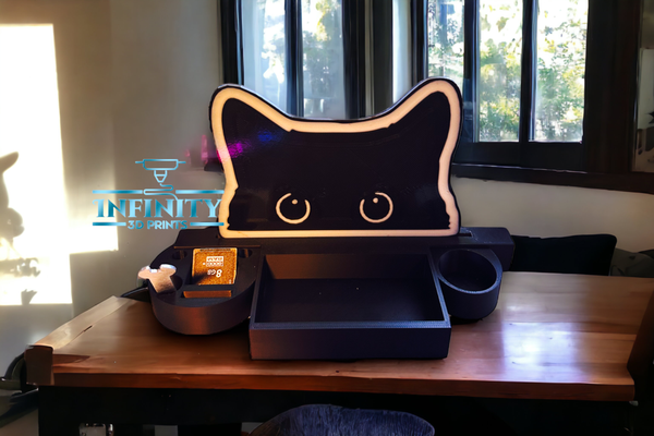 peek-a-boo cat insert - house decor by infinity 3d prints art signs & logos kitty peeking silly desk orgainizer 3d print model - Mito3D