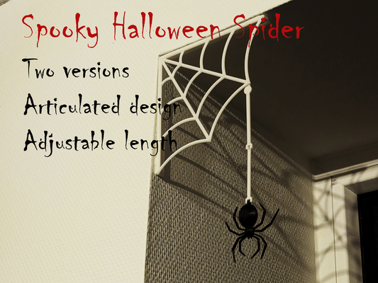 spaventoso halloween ragno telaio decorazione by inanietvana domestico festività ragnatela porta articolato aracnide 3d print model - Mito3D