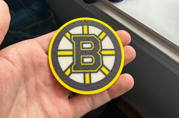 boston bruins multi-color keychain by davedesigns3d art signs & logos multicolor multi colour nhl hockey key chain ring keyring x1c p1p toy ams 3d print model - Mito3D