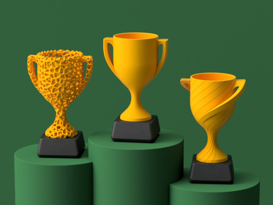 trophy cup collection - fully 3d printable shared by 3dennis art signs & logos trophee cups contest price badge 1 2 3 first second third trophies 3d print model - Mito3D