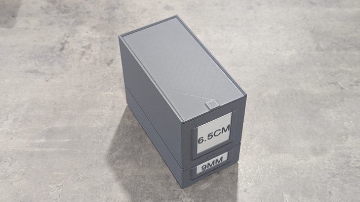 empilhável munição caixa 6 5cm 50 rnds by minist3r ferramentas organizadores 65cm 3d print model - Mito3D