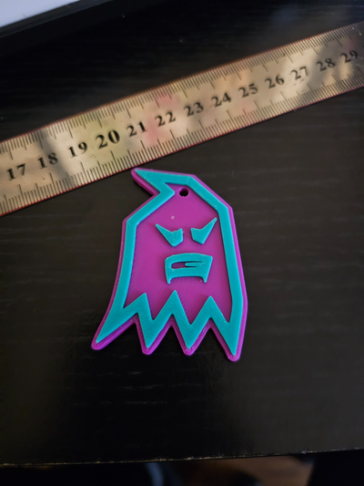 mad ghost keychain by threedee art models key chain keyring ring spooky halloween 3d print model - Mito3D