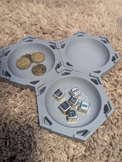 hex cup - table gaming organizer by willprintsthings toys & games board catan boardgame game tabletop tabletopaccessories accessories dice token 3d print model - Mito3D